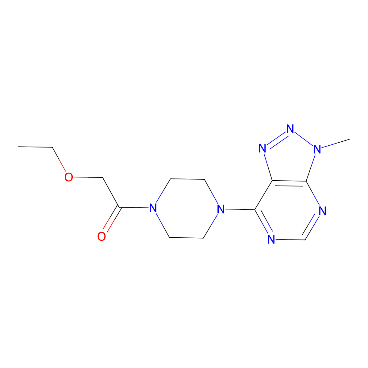 2-ethoxy-1-(4-{3-methyl-3H-[1,2,3]triazolo[4,5-d]pyrimidin-7-yl}piperazin-1-yl)ethan-1-one molecular structure, CAS 1060206-55-4