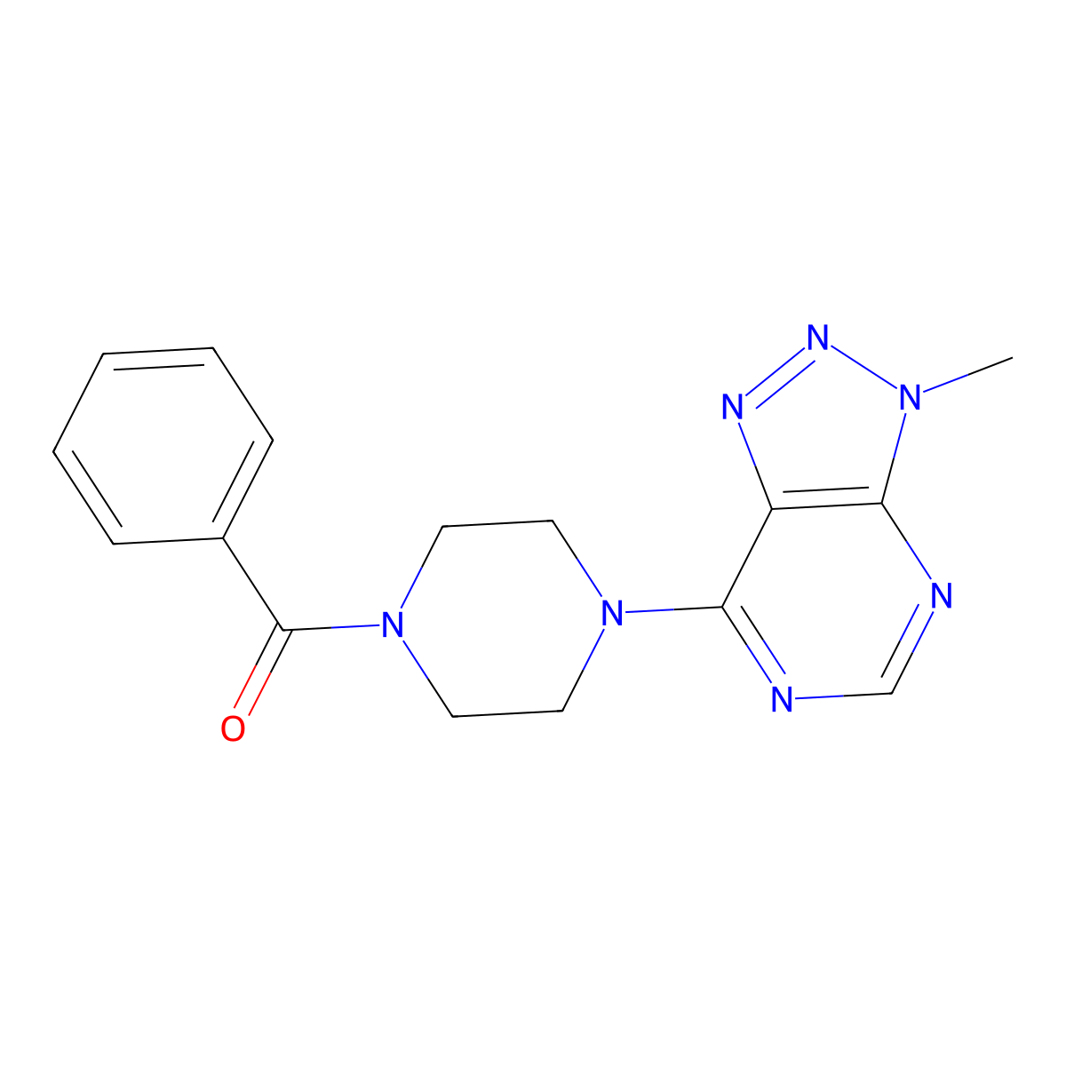 (4-(3-methyl-3H-[1,2,3]triazolo[4,5-d]pyrimidin-7-yl)piperazin-1-yl)(phenyl)methanone molecular structure, CAS 1060206-63-4