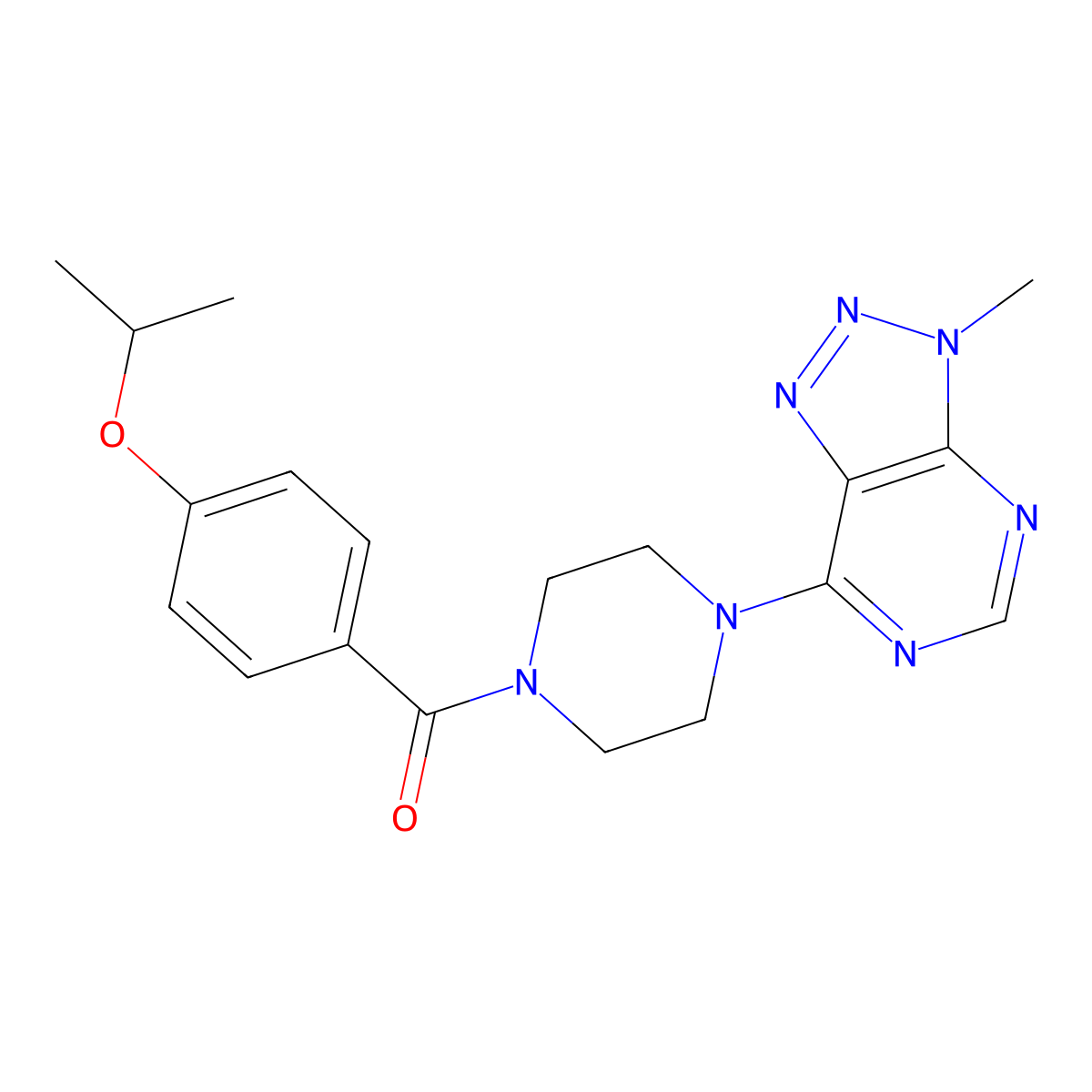 1-{3-methyl-3H-[1,2,3]triazolo[4,5-d]pyrimidin-7-yl}-4-[4-(propan-2-yloxy)benzoyl]piperazine molecular structure, CAS 1060206-87-2