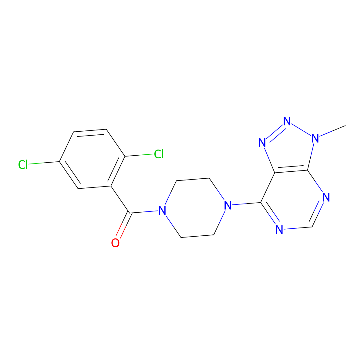 (2,5-dichlorophenyl)(4-(3-methyl-3H-[1,2,3]triazolo[4,5-d]pyrimidin-7-yl)piperazin-1-yl)methanone molecular structure, CAS 1060207-35-3