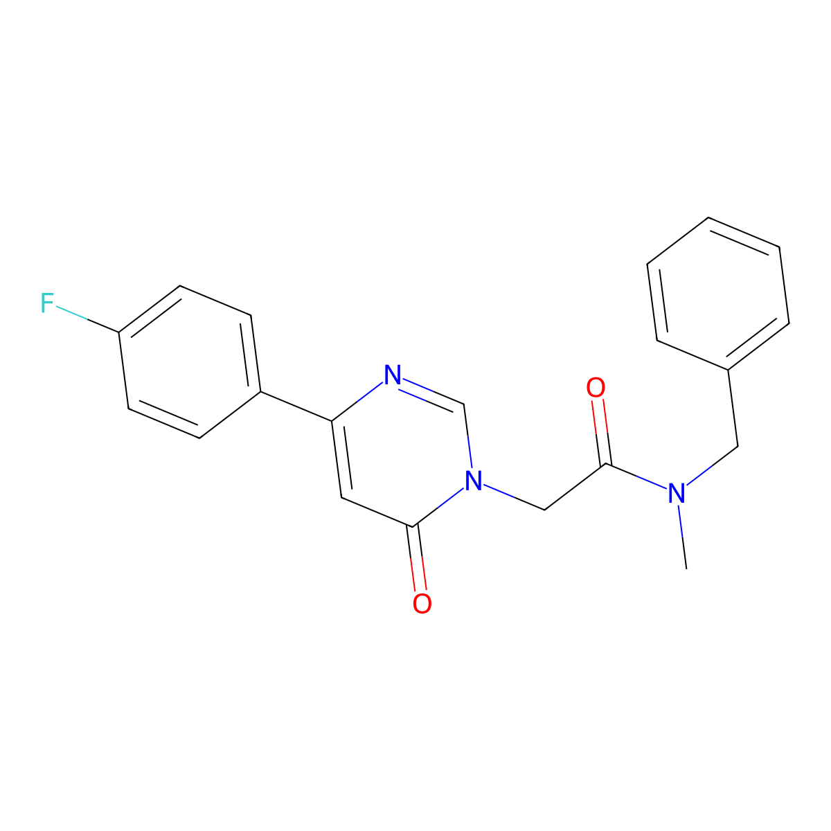 N-benzyl-2-[4-(4-fluorophenyl)-6-oxo-1,6-dihydropyrimidin-1-yl]-N-methylacetamide molecular structure, CAS 1060207-40-0