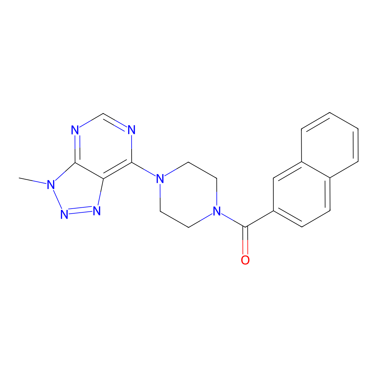 1-{3-methyl-3H-[1,2,3]triazolo[4,5-d]pyrimidin-7-yl}-4-(naphthalene-2-carbonyl)piperazine molecular structure, CAS 1060207-67-1