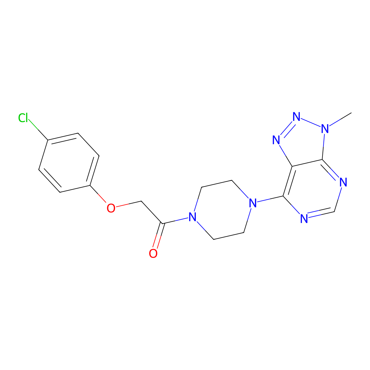 2-(4-chlorophenoxy)-1-(4-{3-methyl-3H-[1,2,3]triazolo[4,5-d]pyrimidin-7-yl}piperazin-1-yl)ethan-1-one molecular structure, CAS 1060207-82-0