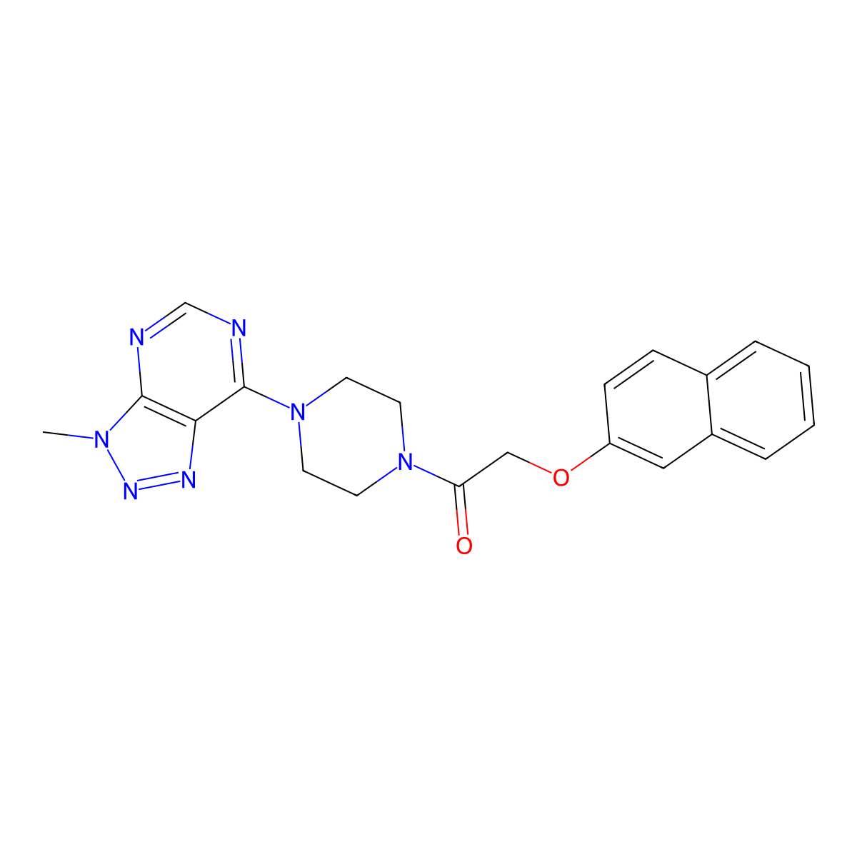 1-(4-{3-methyl-3H-[1,2,3]triazolo[4,5-d]pyrimidin-7-yl}piperazin-1-yl)-2-(naphthalen-2-yloxy)ethan-1-one molecular structure, CAS 1060207-90-0