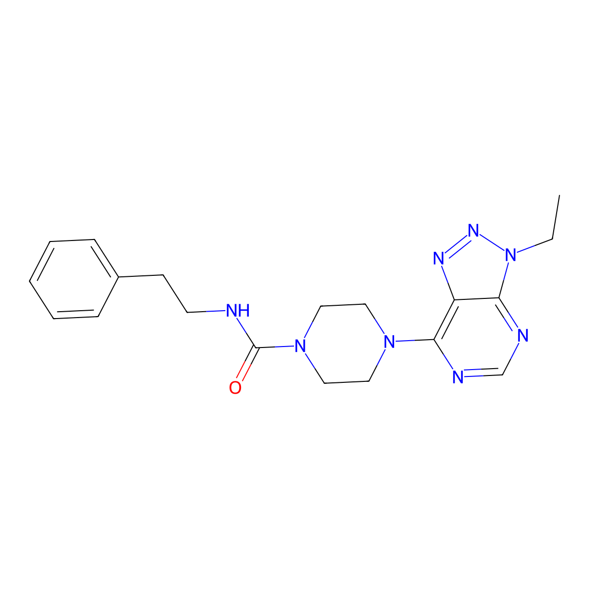 4-{3-ethyl-3H-[1,2,3]triazolo[4,5-d]pyrimidin-7-yl}-N-(2-phenylethyl)piperazine-1-carboxamide molecular structure, CAS 1060208-08-3