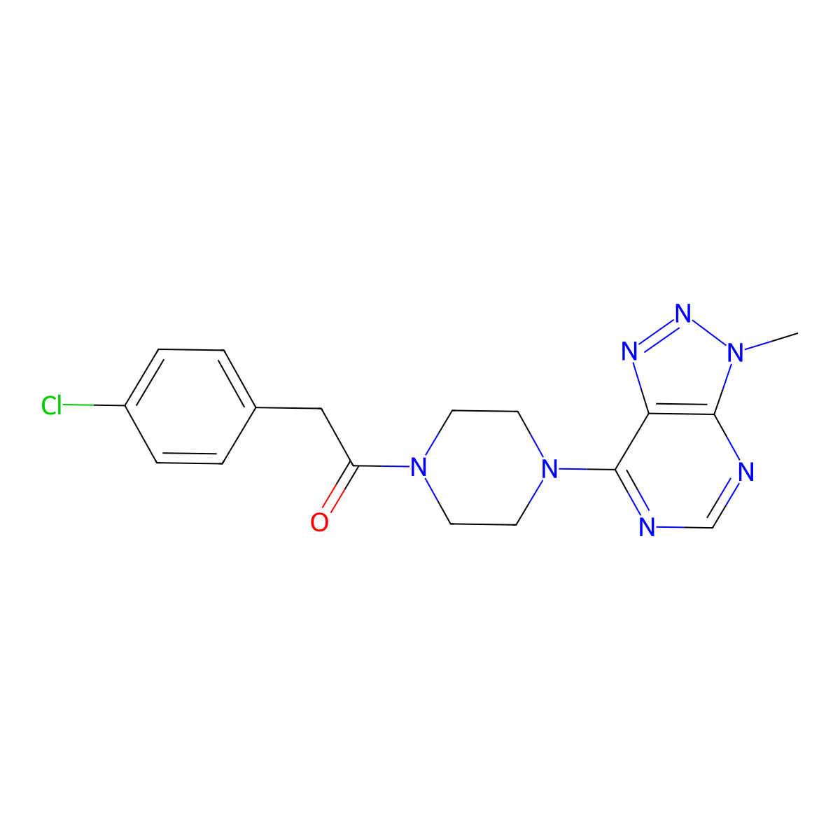 2-(4-chlorophenyl)-1-(4-{3-methyl-3H-[1,2,3]triazolo[4,5-d]pyrimidin-7-yl}piperazin-1-yl)ethan-1-one molecular structure, CAS 1060208-22-1