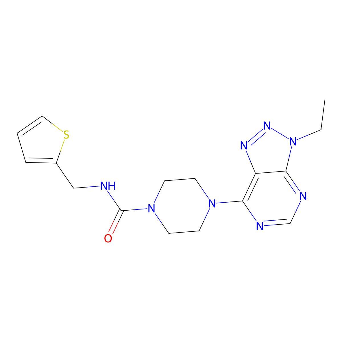 4-{3-ethyl-3H-[1,2,3]triazolo[4,5-d]pyrimidin-7-yl}-N-[(thiophen-2-yl)methyl]piperazine-1-carboxamide molecular structure, CAS 1060208-32-3