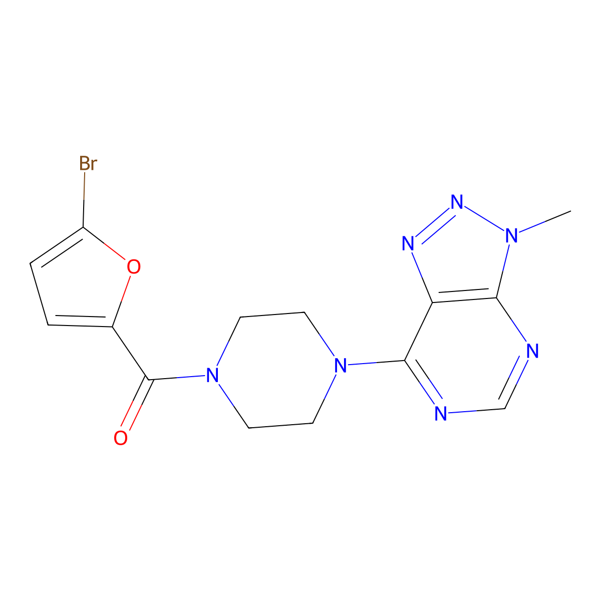 1-(5-bromofuran-2-carbonyl)-4-{3-methyl-3H-[1,2,3]triazolo[4,5-d]pyrimidin-7-yl}piperazine molecular structure, CAS 1060208-54-9