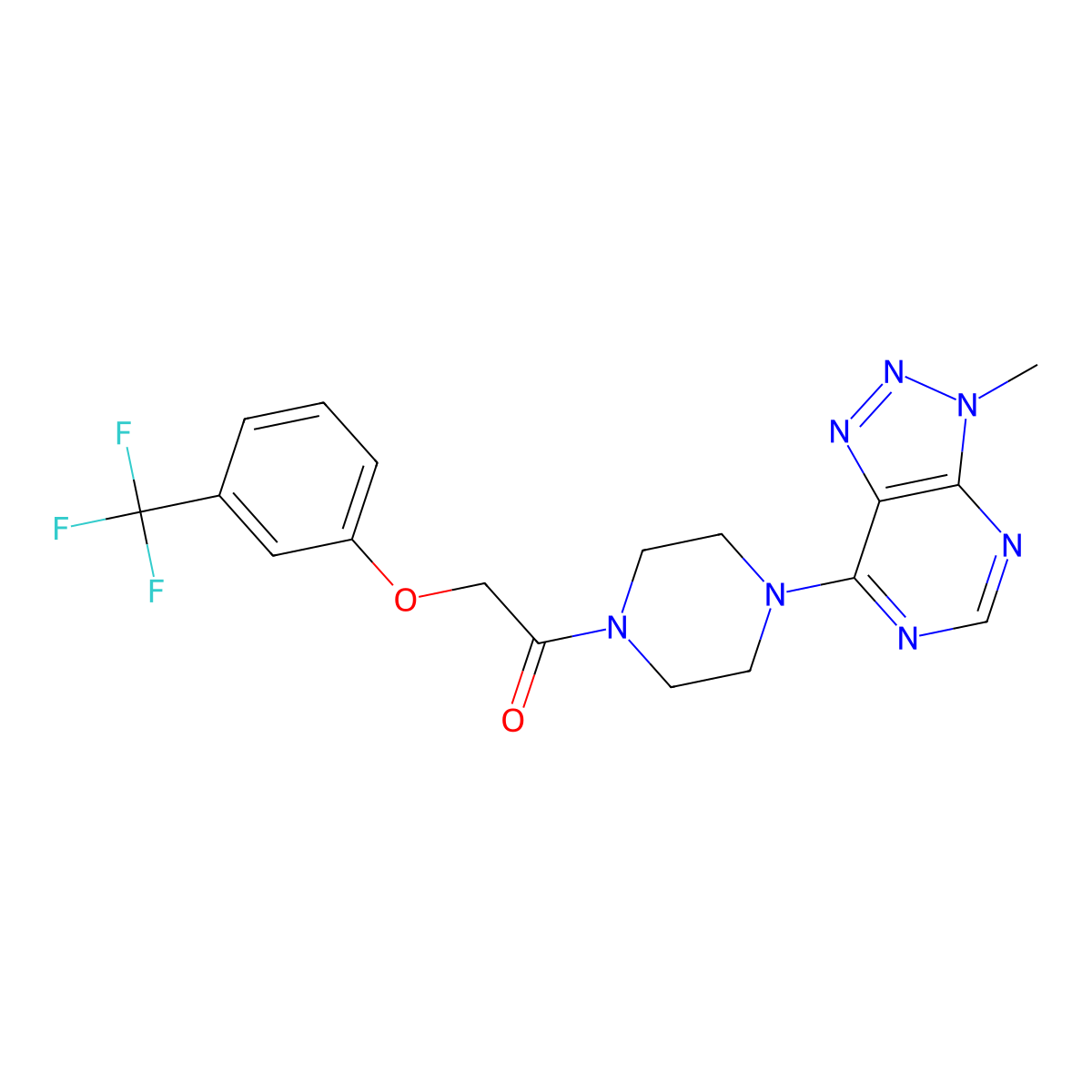 1-(4-{3-methyl-3H-[1,2,3]triazolo[4,5-d]pyrimidin-7-yl}piperazin-1-yl)-2-[3-(trifluoromethyl)phenoxy]ethan-1-one molecular structure, CAS 1060209-25-7