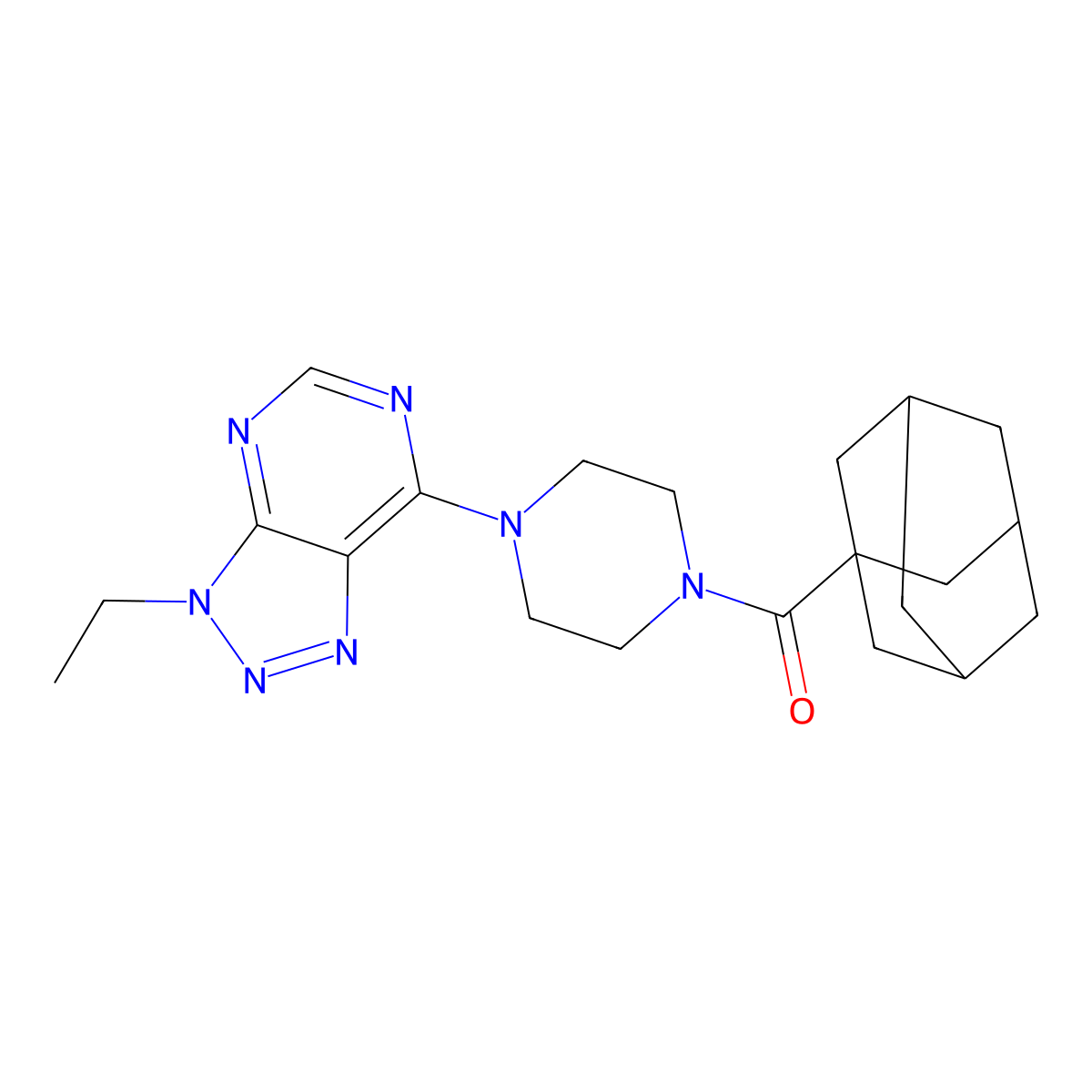 1-(adamantane-1-carbonyl)-4-{3-ethyl-3H-[1,2,3]triazolo[4,5-d]pyrimidin-7-yl}piperazine molecular structure, CAS 1060209-56-4