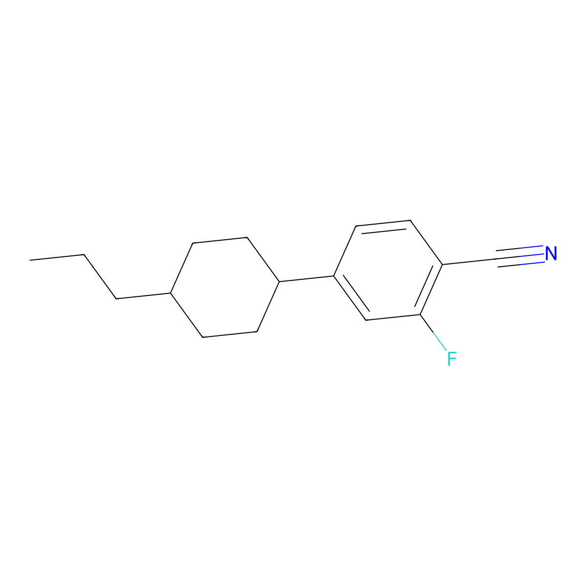 2-Fluoro-4-(4-propylcyclohexyl)benzonitrile molecular structure, CAS 106021-42-5