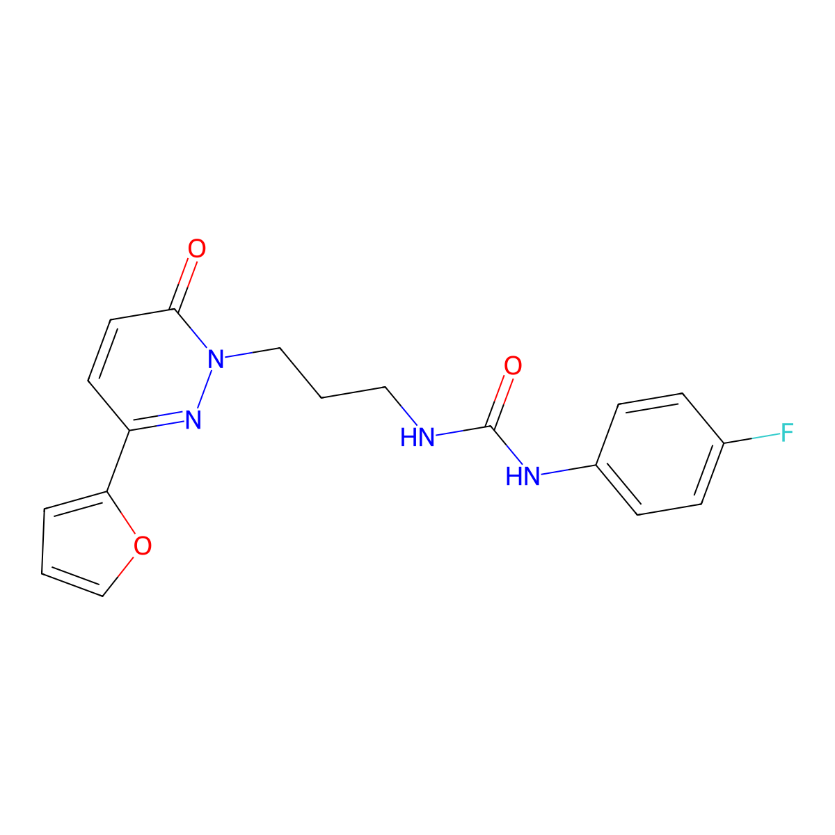 1-(4-fluorophenyl)-3-(3-(3-(furan-2-yl)-6-oxopyridazin-1(6H)-yl)propyl)urea molecular structure, CAS 1060210-13-0