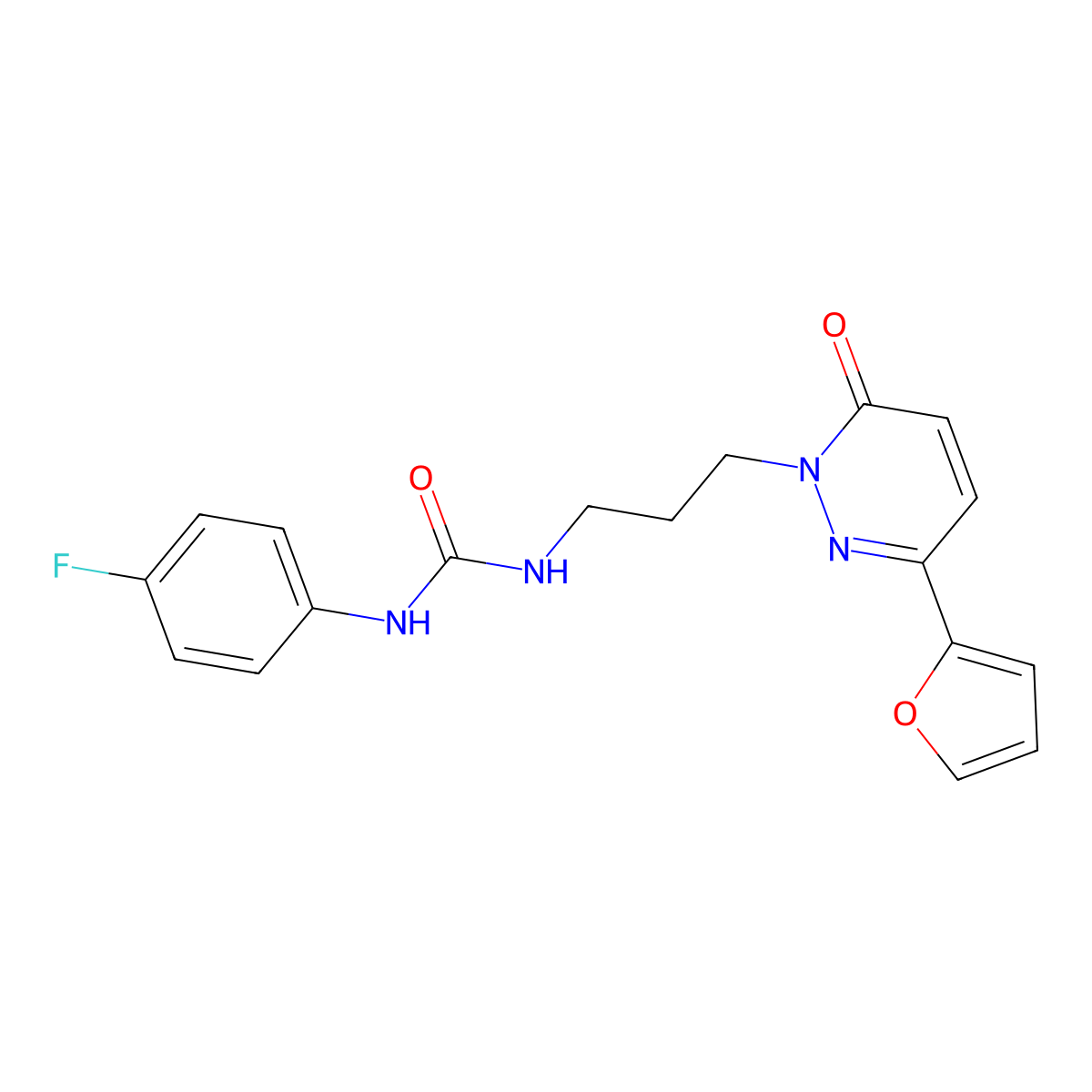 1-(4-fluorophenyl)-3-(3-(3-(furan-2-yl)-6-oxopyridazin-1(6H)-yl)propyl)urea molecular structure, CAS 1060210-13-0