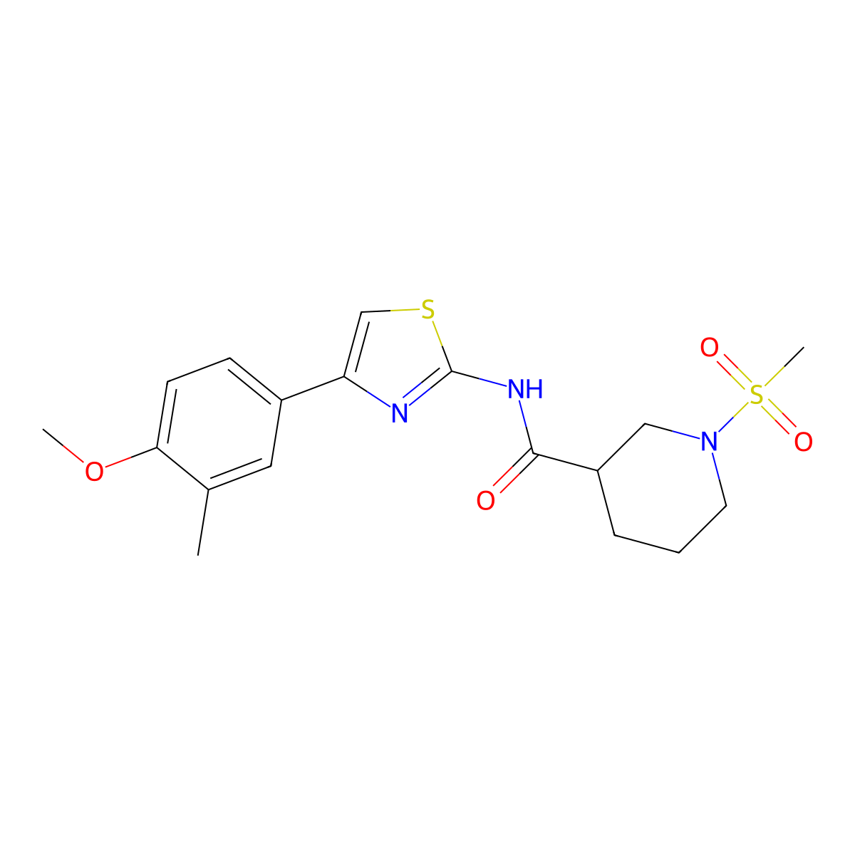 N-(4-(4-methoxy-3-methylphenyl)thiazol-2-yl)-1-(methylsulfonyl)piperidine-3-carboxamide molecular structure, CAS 1060211-46-2