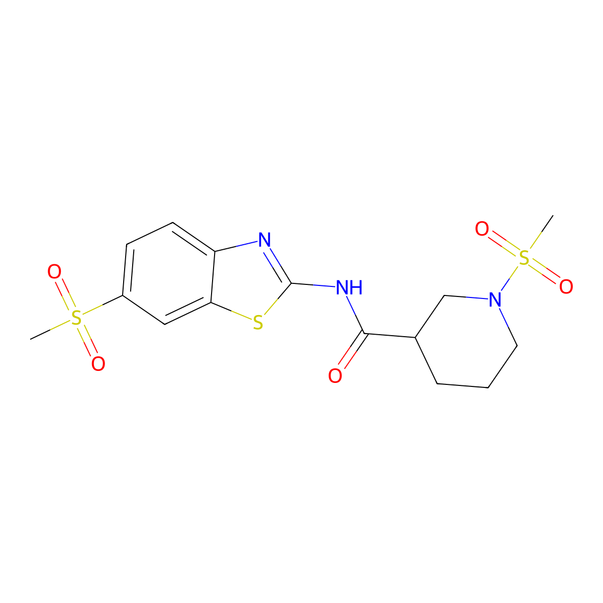 1-(methylsulfonyl)-N-(6-(methylsulfonyl)benzo[d]thiazol-2-yl)piperidine-3-carboxamide molecular structure, CAS 1060212-02-3