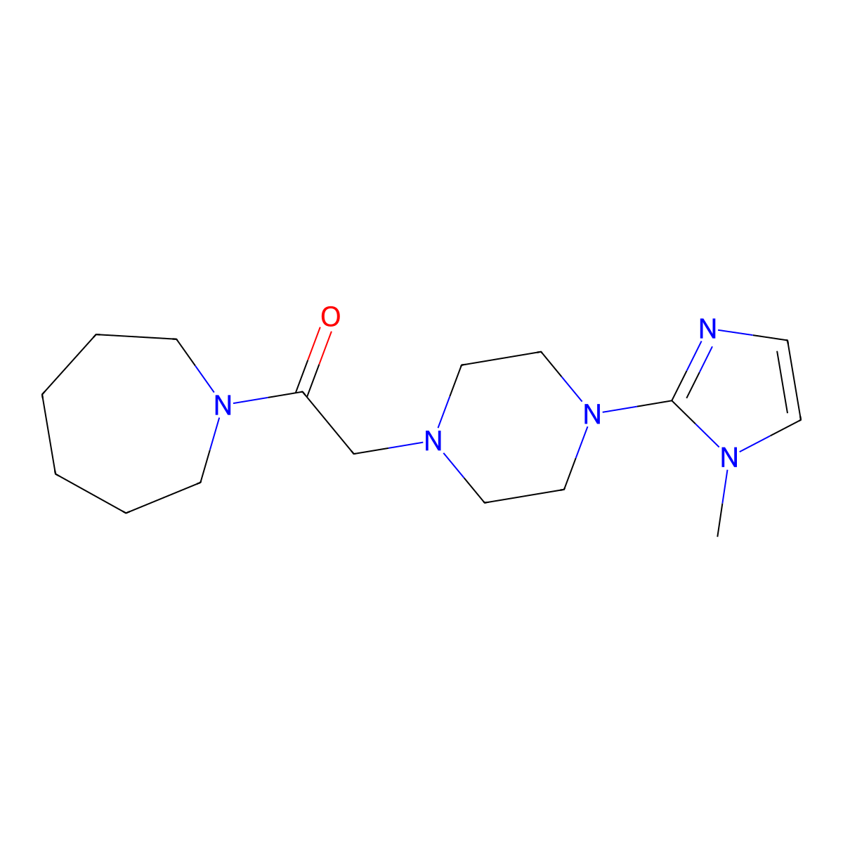 1-(azepan-1-yl)-2-[4-(1-methyl-1H-imidazol-2-yl)piperazin-1-yl]ethan-1-one molecular structure, CAS 1060213-40-2