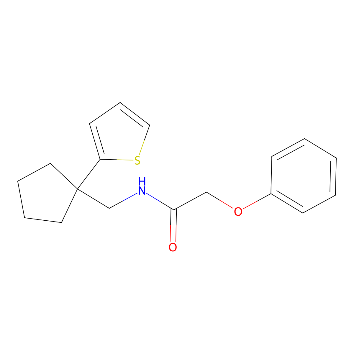 2-phenoxy-N-{[1-(thiophen-2-yl)cyclopentyl]methyl}acetamide molecular structure, CAS 1060213-67-3