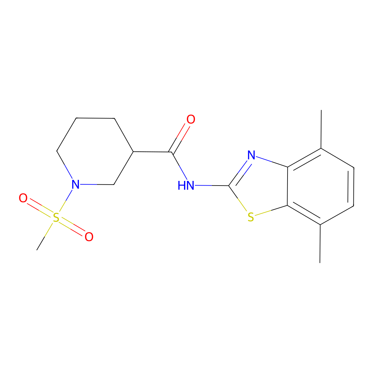 N-(4,7-dimethylbenzo[d]thiazol-2-yl)-1-(methylsulfonyl)piperidine-3-carboxamide molecular structure, CAS 1060213-84-4
