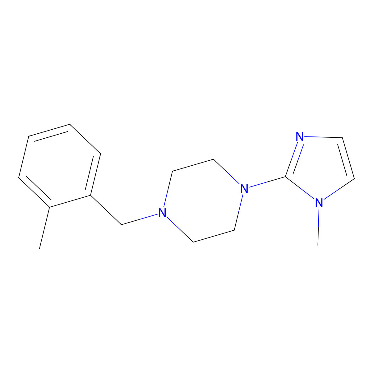 1-(1-methyl-1H-imidazol-2-yl)-4-[(2-methylphenyl)methyl]piperazine molecular structure, CAS 1060214-43-8