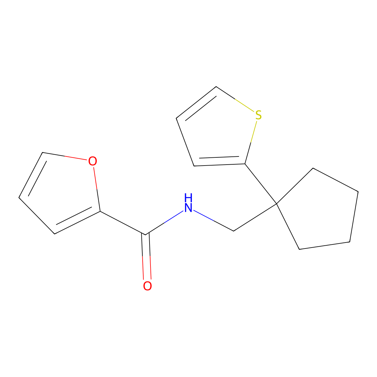 N-{[1-(thiophen-2-yl)cyclopentyl]methyl}furan-2-carboxamide molecular structure, CAS 1060214-54-1