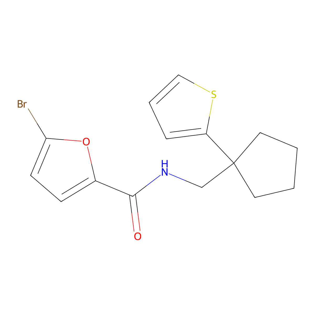5-bromo-N-{[1-(thiophen-2-yl)cyclopentyl]methyl}furan-2-carboxamide molecular structure, CAS 1060214-70-1