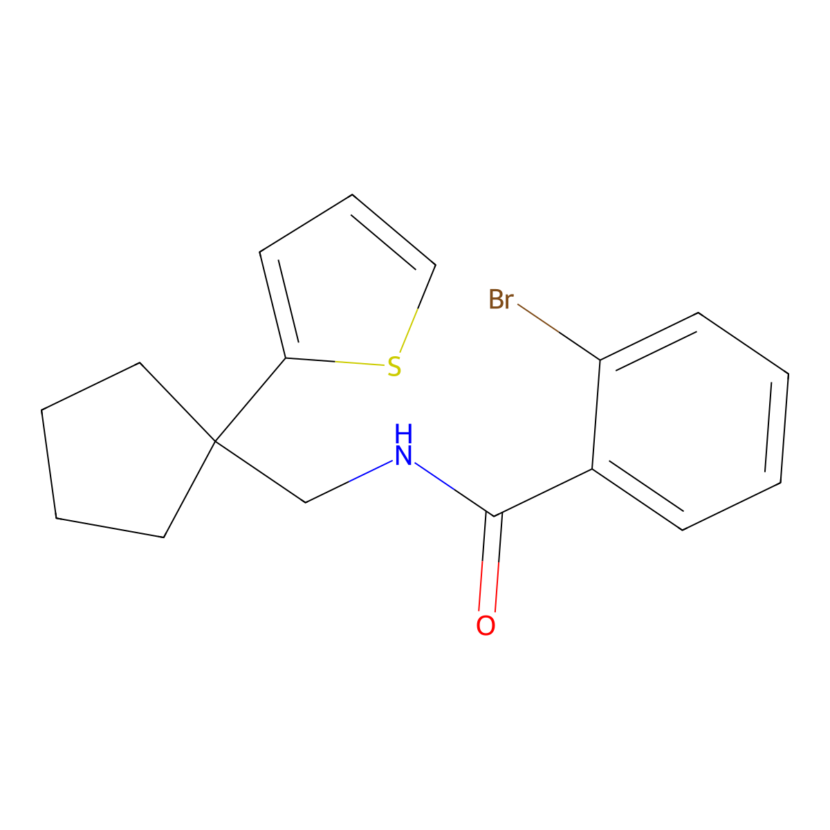 2-bromo-N-{[1-(thiophen-2-yl)cyclopentyl]methyl}benzamide molecular structure, CAS 1060214-94-9