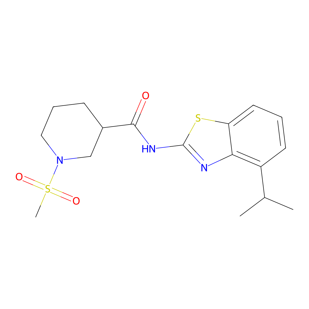 N-(4-isopropylbenzo[d]thiazol-2-yl)-1-(methylsulfonyl)piperidine-3-carboxamide molecular structure, CAS 1060215-11-3