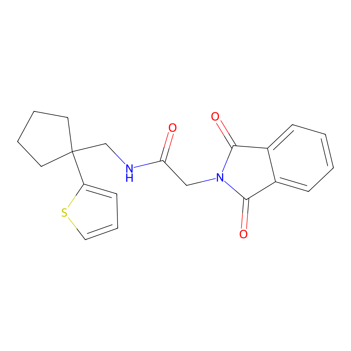 2-(1,3-dioxo-2,3-dihydro-1H-isoindol-2-yl)-N-{[1-(thiophen-2-yl)cyclopentyl]methyl}acetamide molecular structure, CAS 1060215-58-8