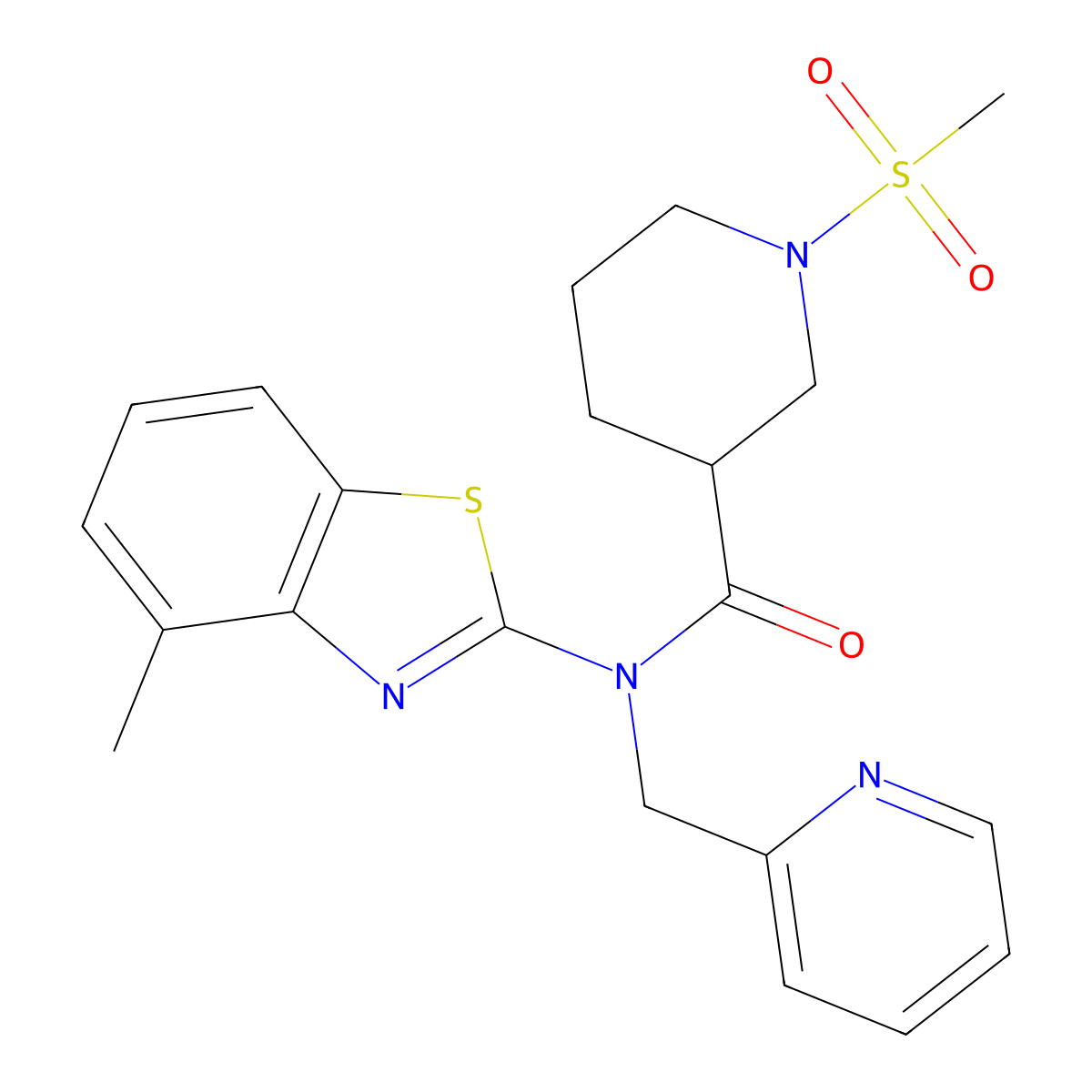 N-(4-methylbenzo[d]thiazol-2-yl)-1-(methylsulfonyl)-N-(pyridin-2-ylmethyl)piperidine-3-carboxamide molecular structure, CAS 1060215-59-9