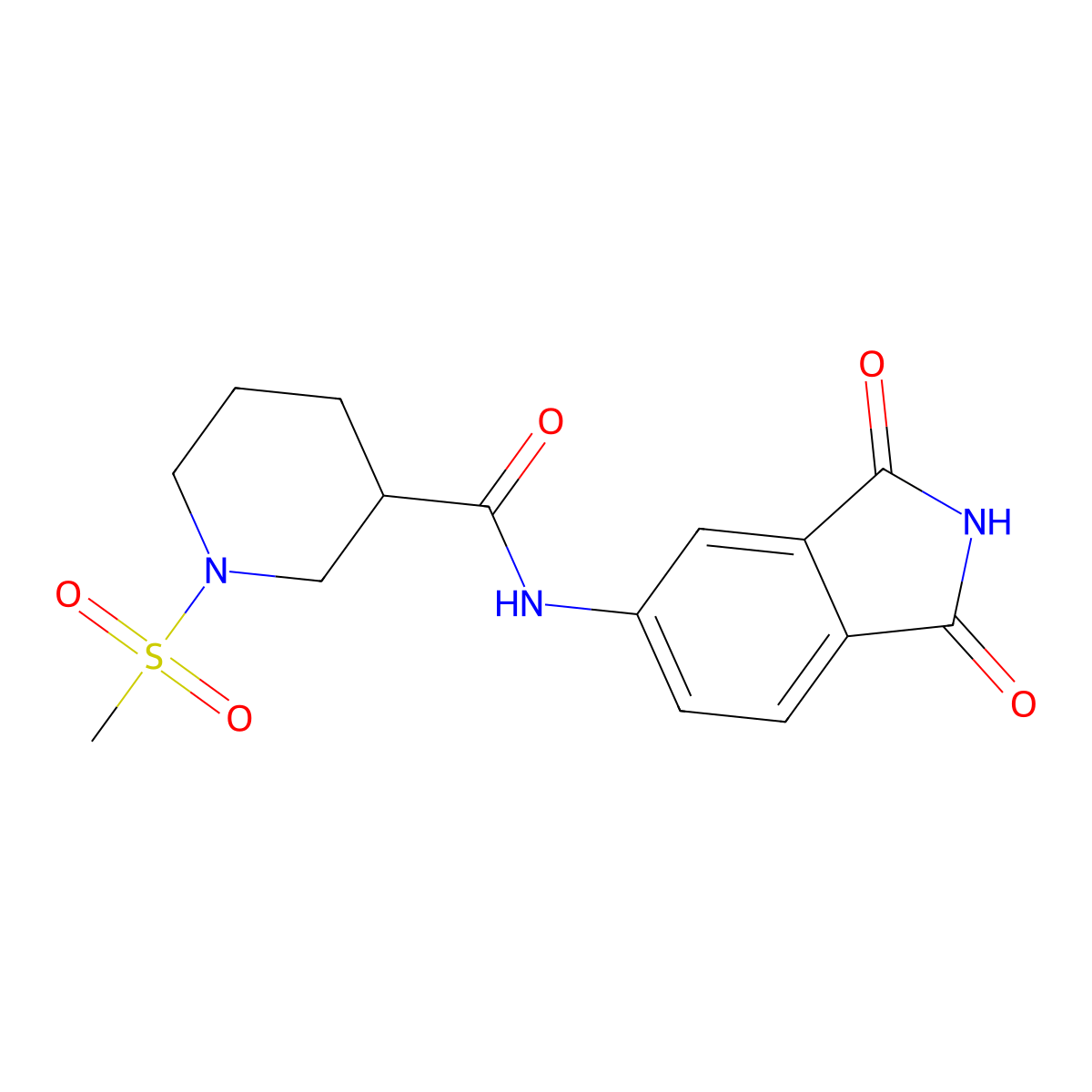 N-(1,3-dioxoisoindolin-5-yl)-1-(methylsulfonyl)piperidine-3-carboxamide molecular structure, CAS 1060218-34-9