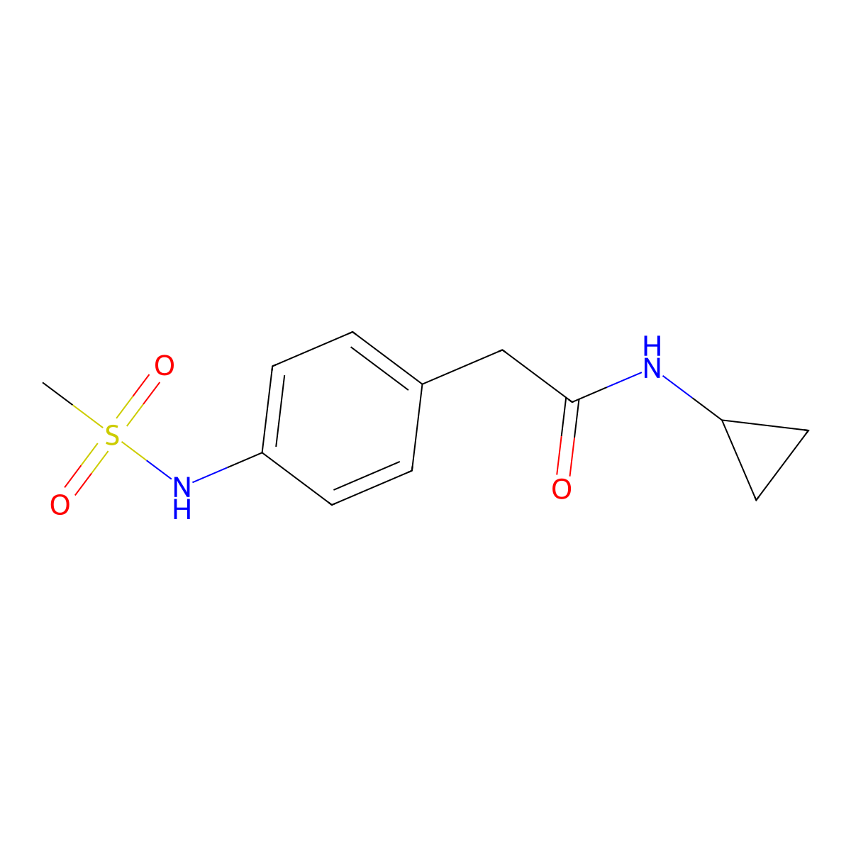 N-cyclopropyl-2-(4-methanesulfonamidophenyl)acetamide molecular structure, CAS 1060224-95-4