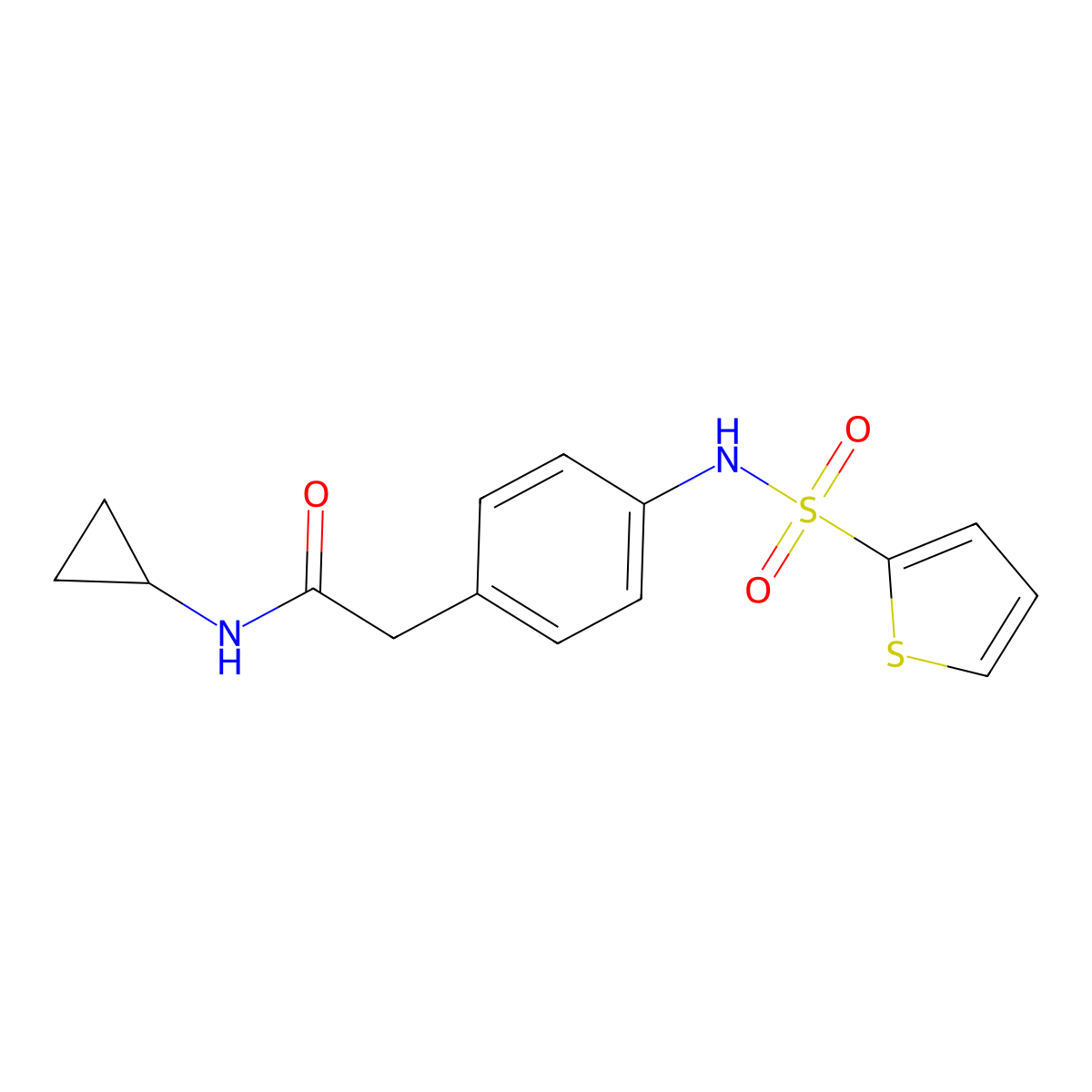 N-cyclopropyl-2-[4-(thiophene-2-sulfonamido)phenyl]acetamide molecular structure, CAS 1060225-02-6
