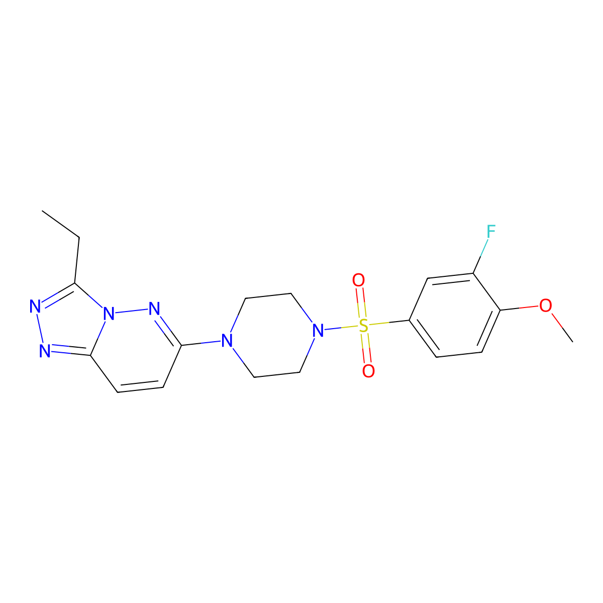 1-{3-Ethyl-[1,2,4]triazolo[4,3-b]pyridazin-6-yl}-4-(3-fluoro-4-methoxybenzenesulfonyl)piperazine molecular structure, CAS 1060225-29-7