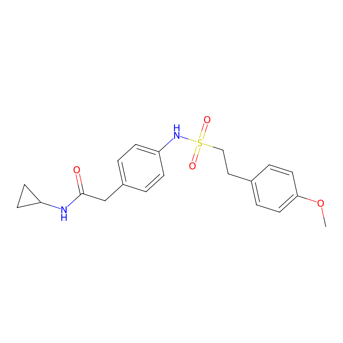 N-cyclopropyl-2-{4-[2-(4-methoxyphenyl)ethanesulfonamido]phenyl}acetamide molecular structure, CAS 1060226-55-2
