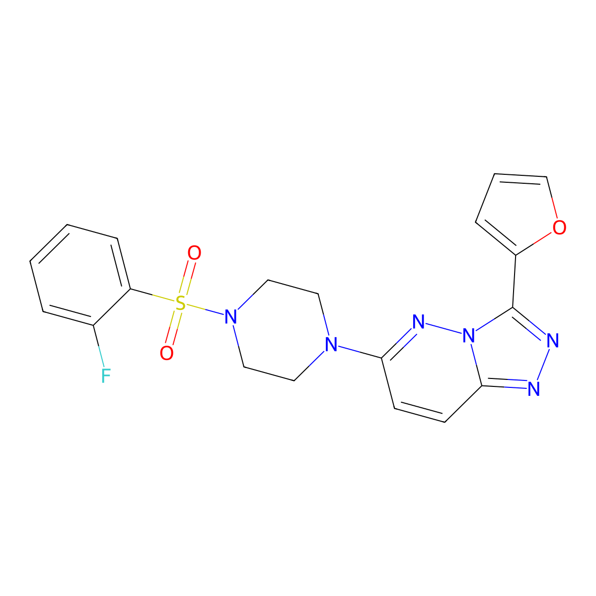6-(4-((2-Fluorophenyl)sulfonyl)piperazin-1-yl)-3-(furan-2-yl)-[1,2,4]triazolo[4,3-b]pyridazine molecular structure, CAS 1060226-89-2
