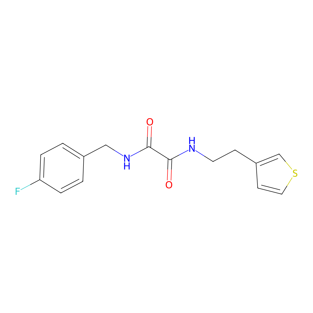 N1-(4-fluorobenzyl)-N2-(2-(thiophen-3-yl)ethyl)oxalamide molecular structure, CAS 1060227-16-8