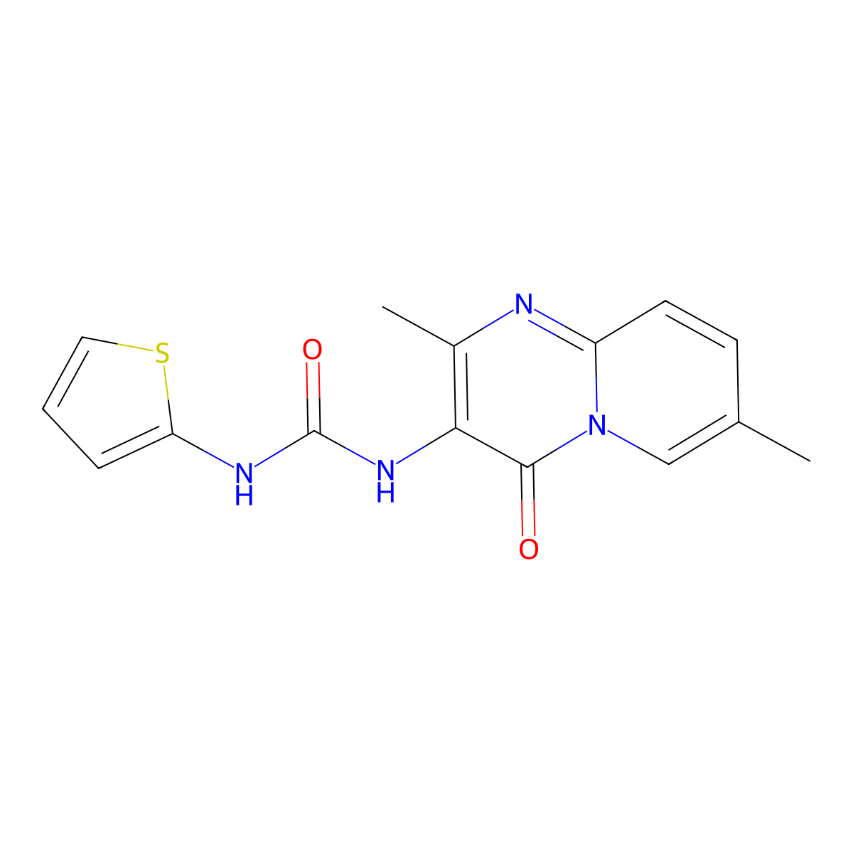 1-(2,7-dimethyl-4-oxo-4H-pyrido[1,2-a]pyrimidin-3-yl)-3-(thiophen-2-yl)urea molecular structure, CAS 1060227-29-3