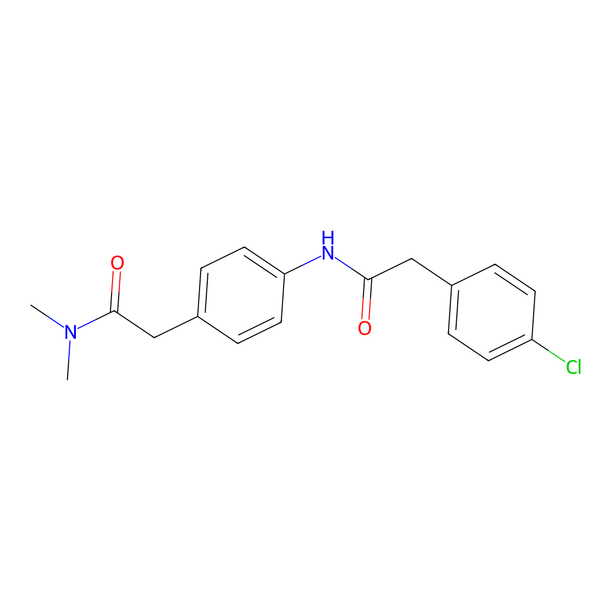 2-{4-[2-(4-Chlorophenyl)acetamido]phenyl}-N,N-dimethylacetamide molecular structure, CAS 1060227-42-0