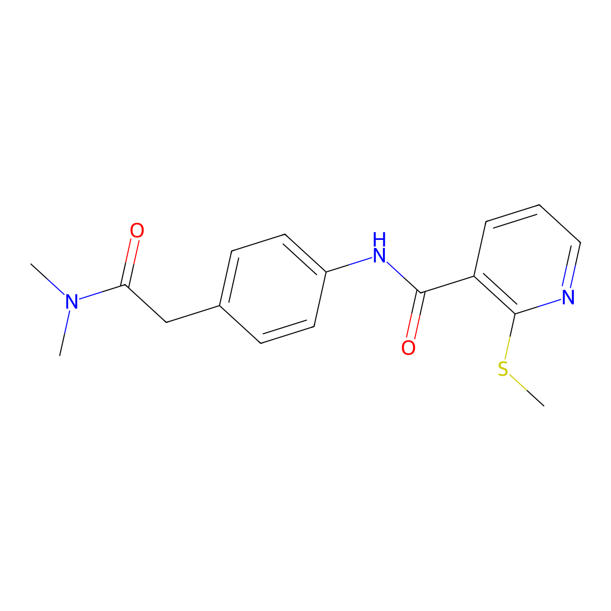 N-{4-[(dimethylcarbamoyl)methyl]phenyl}-2-(methylsulfanyl)pyridine-3-carboxamide molecular structure, CAS 1060228-32-1