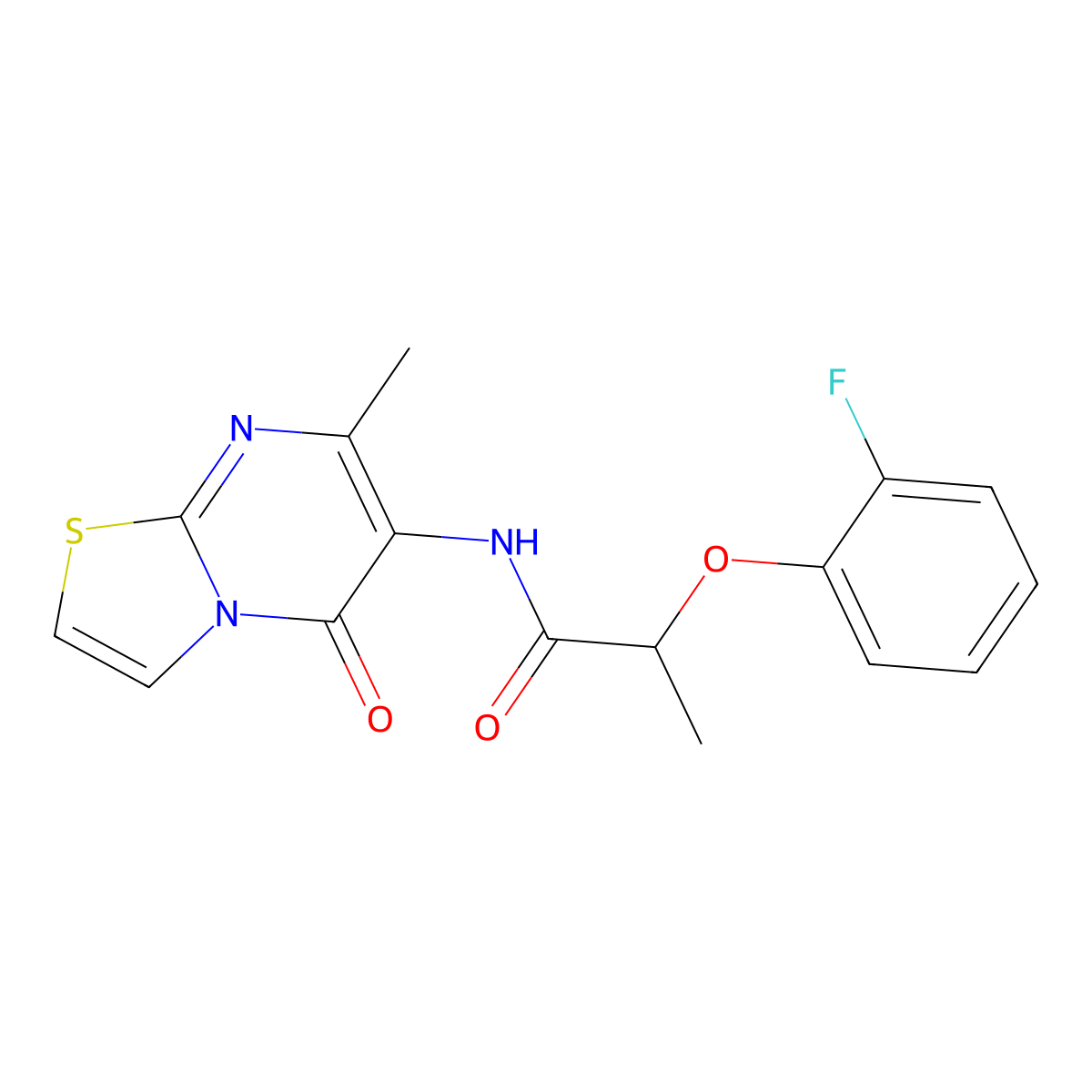 2-(2-fluorophenoxy)-N-(7-methyl-5-oxo-5H-thiazolo[3,2-a]pyrimidin-6-yl)propanamide molecular structure, CAS 1060228-39-8