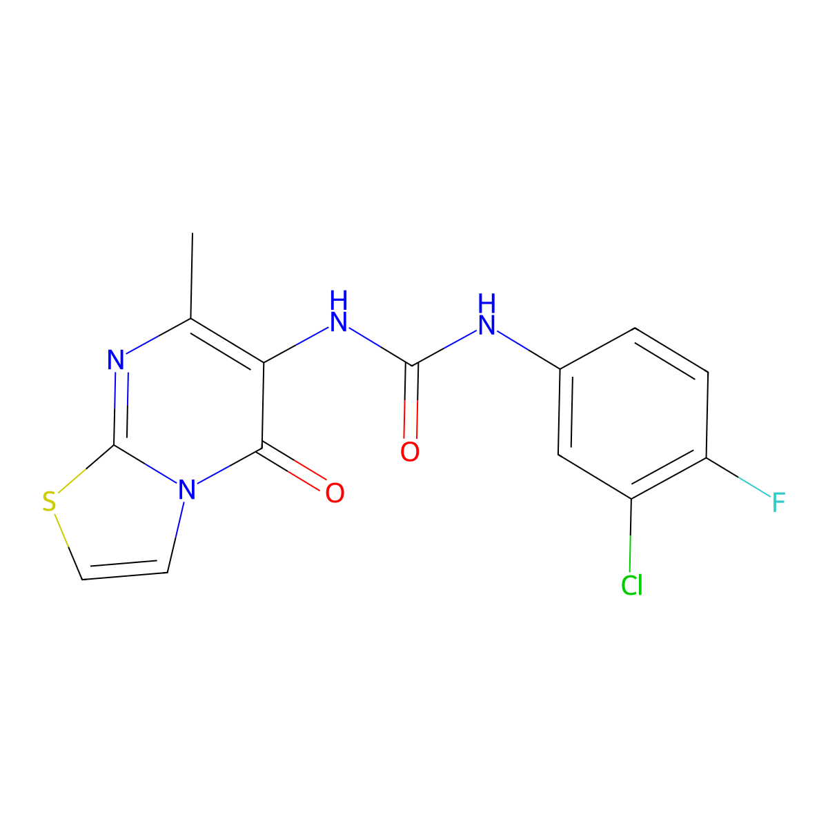 1-(3-chloro-4-fluorophenyl)-3-(7-methyl-5-oxo-5H-thiazolo[3,2-a]pyrimidin-6-yl)urea molecular structure, CAS 1060228-86-5