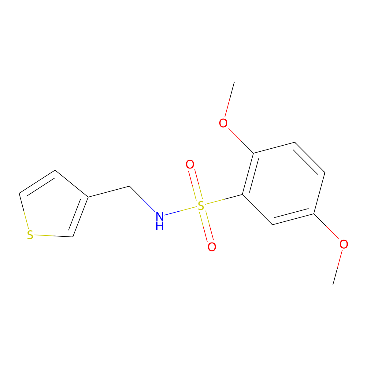 2,5-dimethoxy-N-[(thiophen-3-yl)methyl]benzene-1-sulfonamide molecular structure, CAS 1060229-47-1