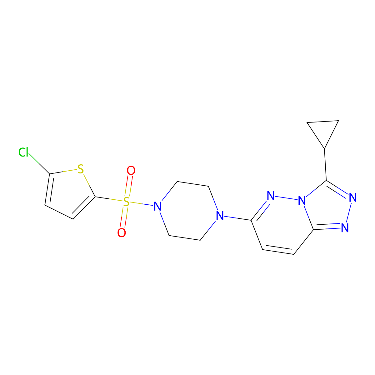 1-[(5-Chlorothiophen-2-yl)sulfonyl]-4-{3-cyclopropyl-[1,2,4]triazolo[4,3-b]pyridazin-6-yl}piperazine molecular structure, CAS 1060229-66-4