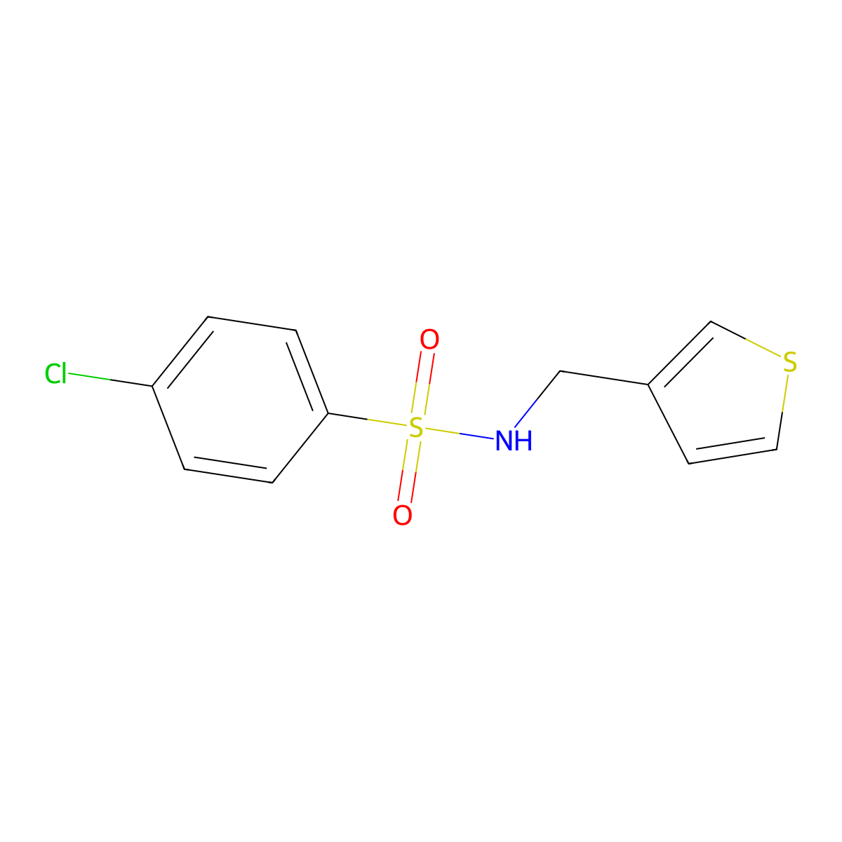 4-chloro-N-(thiophen-3-ylmethyl)benzenesulfonamide molecular structure, CAS 1060229-77-7