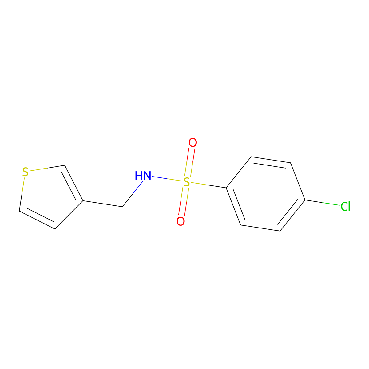 4-chloro-N-(thiophen-3-ylmethyl)benzenesulfonamide molecular structure, CAS 1060229-77-7