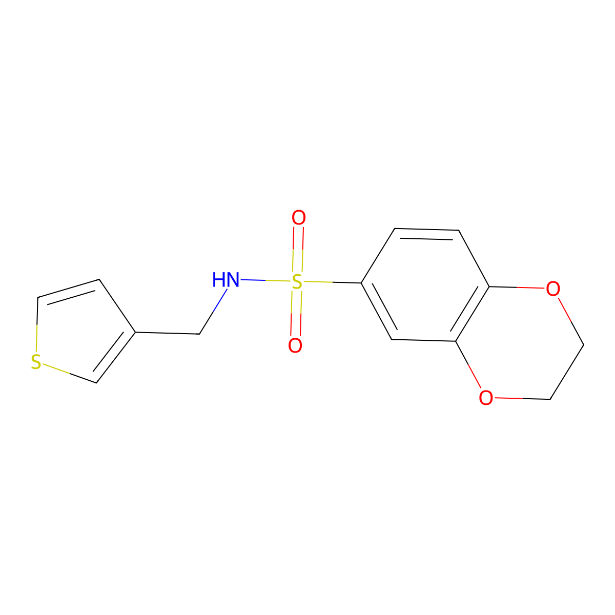 N-(thiophen-3-ylmethyl)-2,3-dihydrobenzo[b][1,4]dioxine-6-sulfonamide molecular structure, CAS 1060229-82-4
