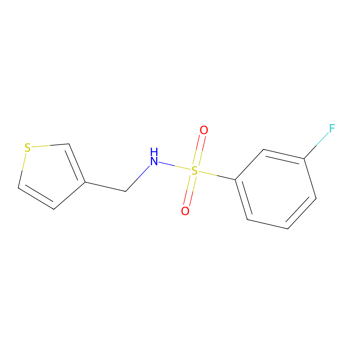 3-fluoro-N-(thiophen-3-ylmethyl)benzenesulfonamide molecular structure, CAS 1060229-94-8