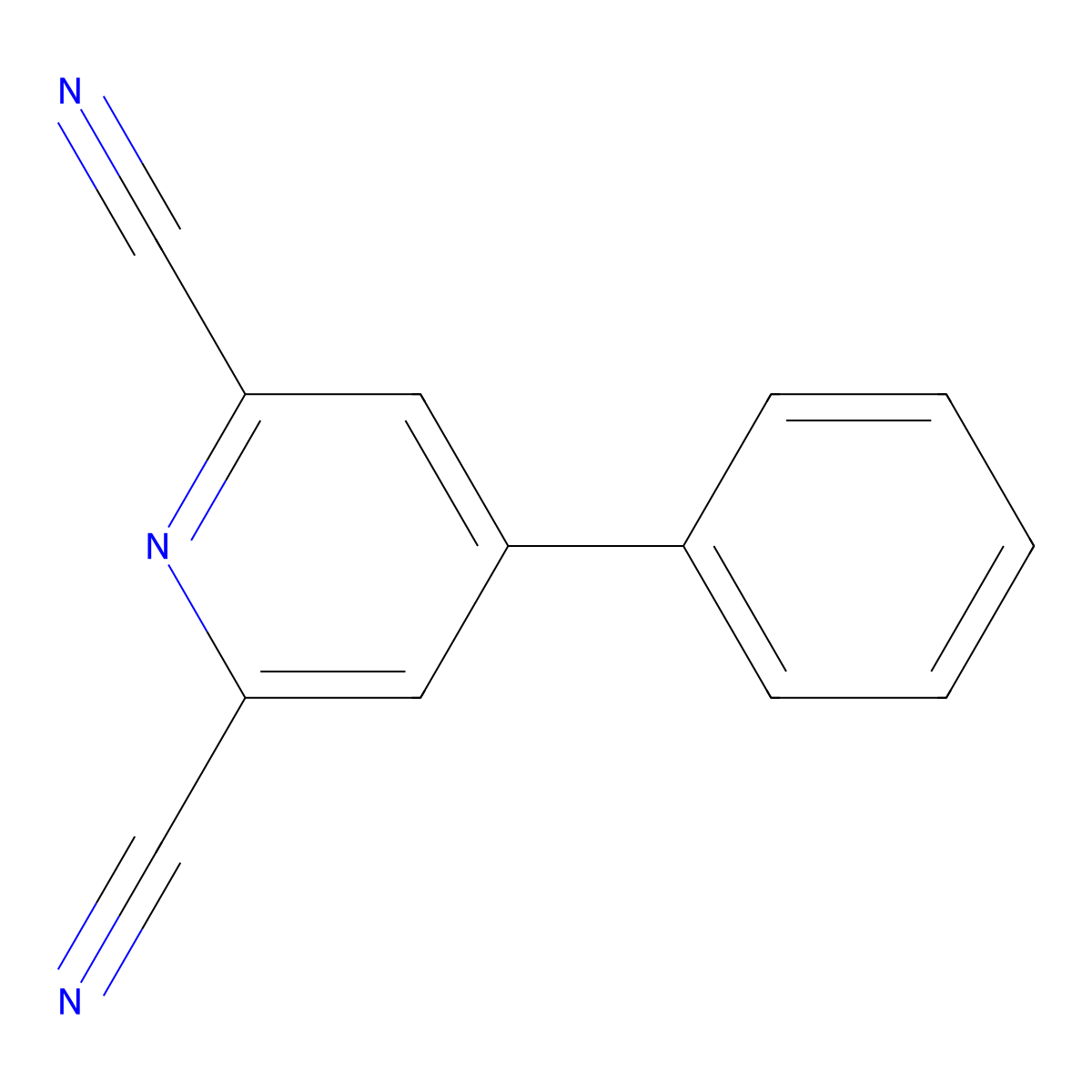 4-Phenylpyridine-2,6-dicarbonitrile molecular structure, CAS 106023-87-4
