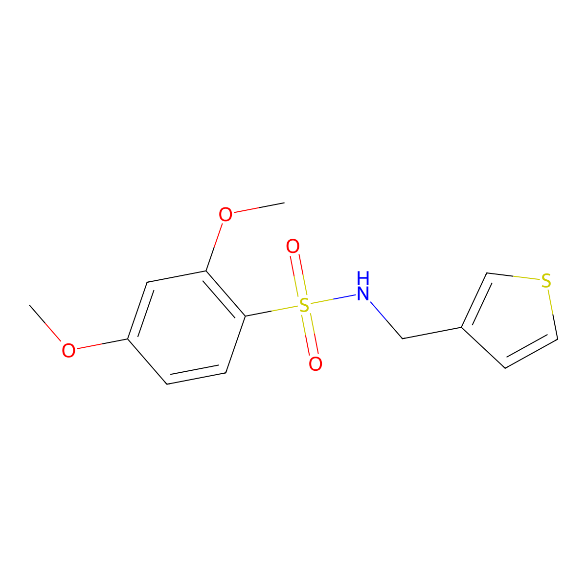 2,4-dimethoxy-N-(thiophen-3-ylmethyl)benzenesulfonamide molecular structure, CAS 1060230-06-9