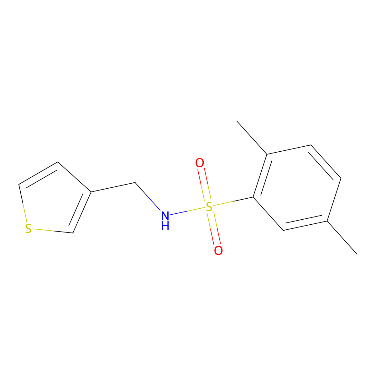 2,5-dimethyl-N-(thiophen-3-ylmethyl)benzenesulfonamide molecular structure, CAS 1060230-12-7